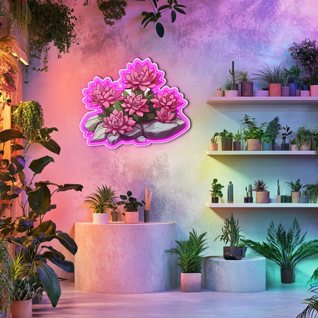 UV Printed Flowers Neon Wall Art- LV0007