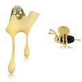 5A Clear Cubic Zirconia And Agate Stone Cute Bee 925 Sterling Silver Stud Earrings