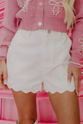 Sail Blue Scalloped Hemline Light Wash Denim Shorts