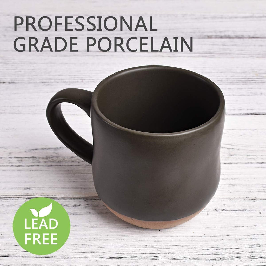Bosmarlin Large Stoneware Speckled Coffee Mugs Set of 2, Big Tea Cup, 17 Oz, Dishwasher and Microwave Safe
