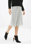High Waisted Wool Knit Midi Skirt In Heather Grey