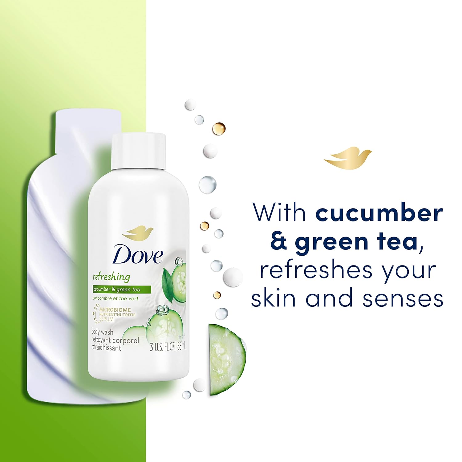 Dove Body Wash 24 Count Refreshing Cucumber and Green Tea Refreshes Skin Cleanser That Effectively Washes Away Bacteria While Nourishing Your 3 oz