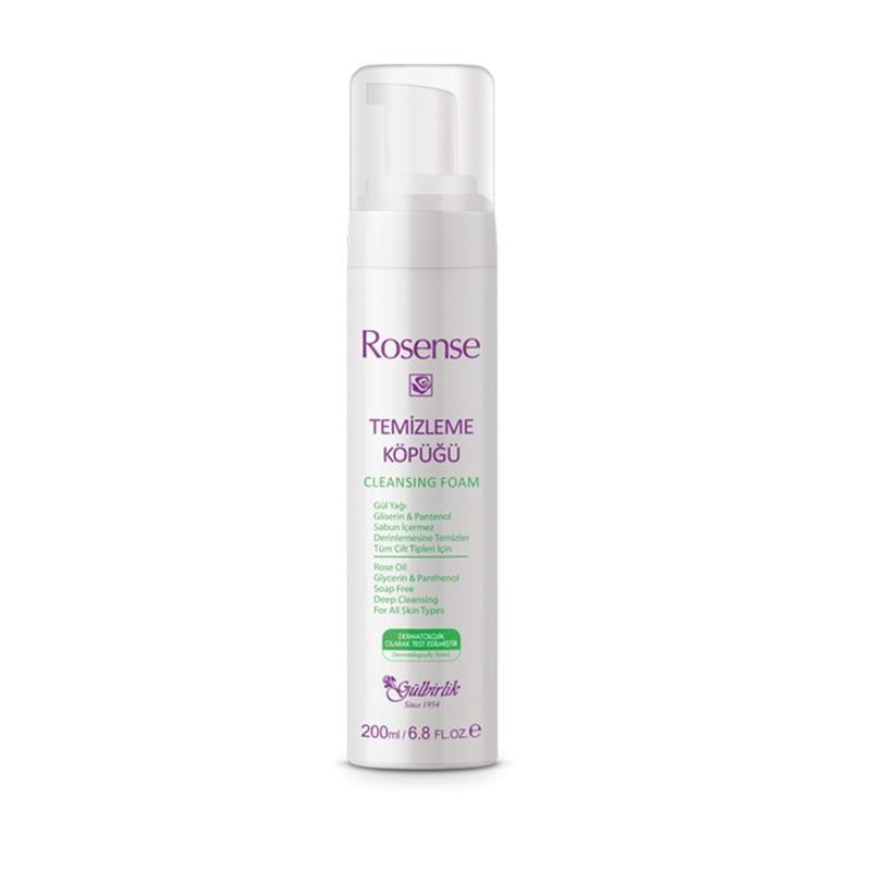 Rosense Facial Cleansing Foam with Rose Extract & Glycerin - Soap-free, Dermatologically Tested Cleanser for Sensitive Skin