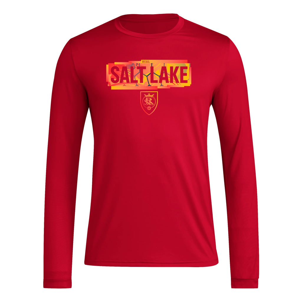 adidas Mens Long Sleeve Pre-Game T-Shirt Team Victory Red/Real Salt Lake X-Small