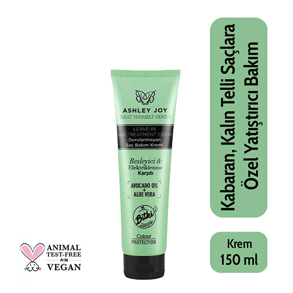 Ashley Joy Leave-In Hair Conditioner: Moisturizing Cream for Frizz Control & Color Protection with Avocado Oil & Aloe Vera - 150ml