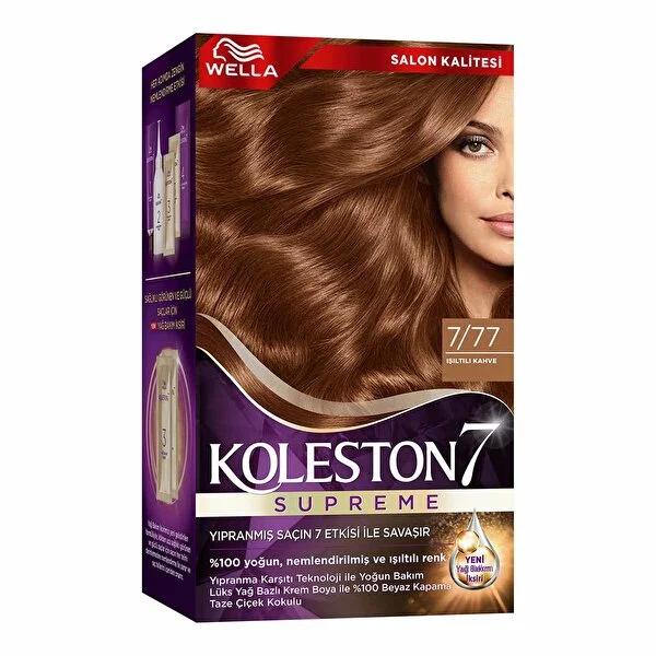 Wella Koleston Supreme Hair Dye 7/77 I_õltõlõ Kahve - Luxurious Hair Coloring Kit with Plex Oil Care Technology