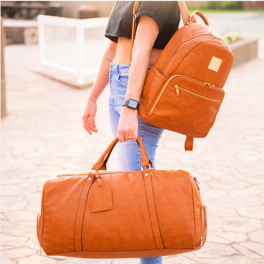 Brown Leather Carrier Backpack