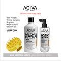 Agiva Milk Protein Hair Care Set: Shampoo, Hair Milk & Comb - Repair Damaged Hair, Restore Shine, Moisturize & Detangle (Brush Color May Vary)