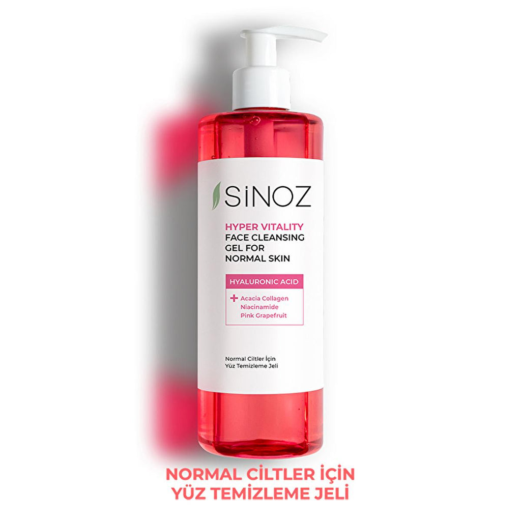 Sinoz Hydrating Facial Cleanser for Normal Skin: Gentle Daily Face Wash with Hyaluronic Acid, Pink Grapefruit & Acacia Collagen - Brightens & Moisturizes (400ml)