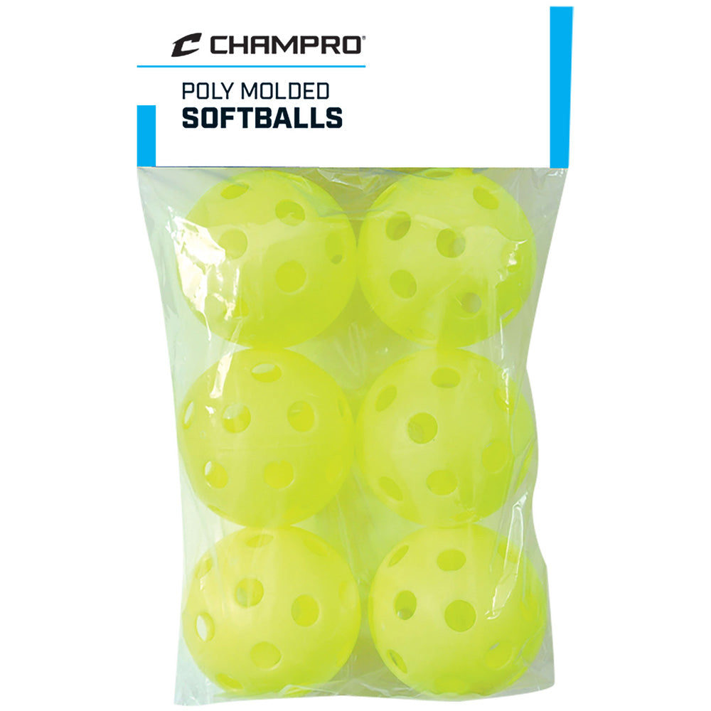 Champro Fastpitch 12" Poly Balls 6 Pack Optic Yellow