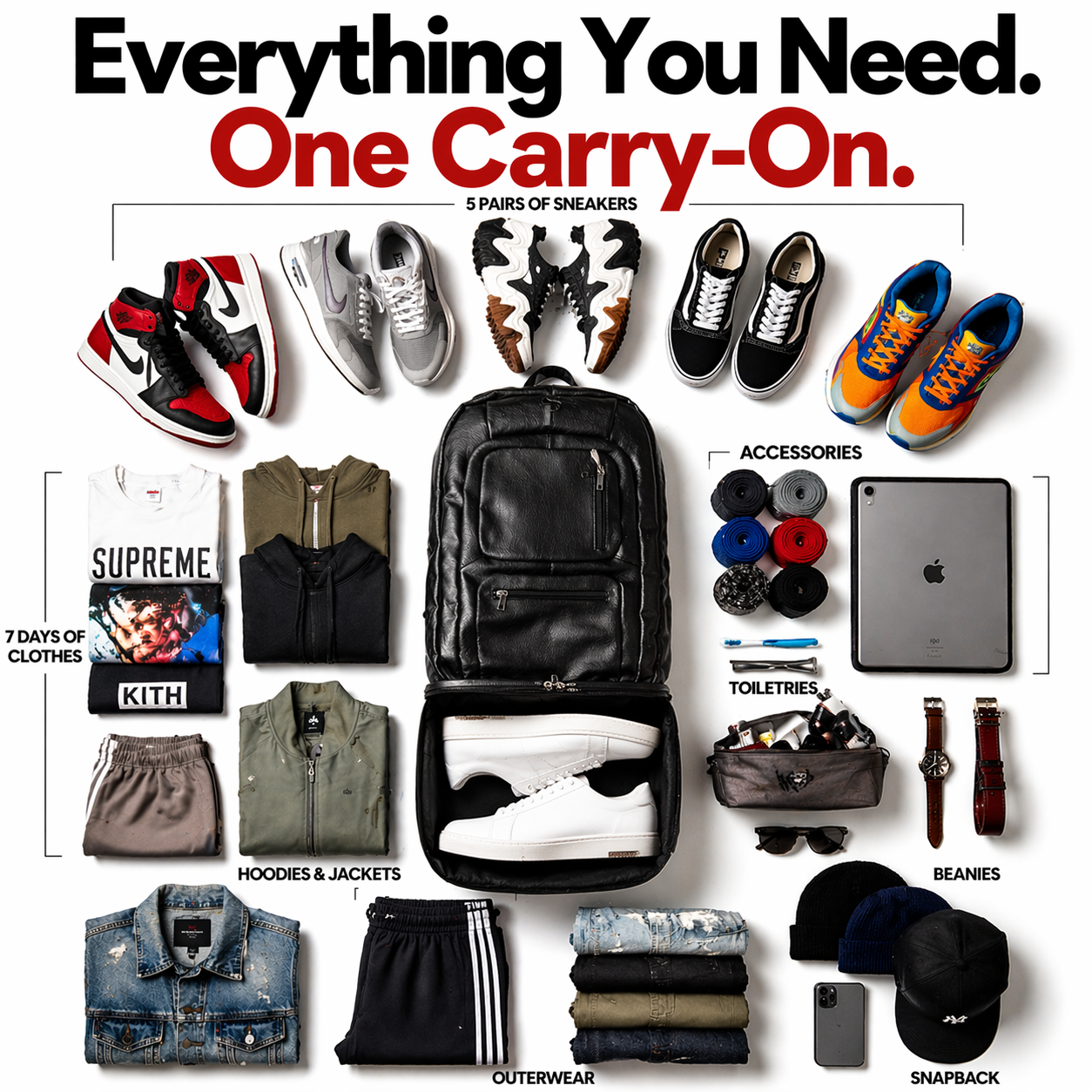 Black Leather Patented Carry-on Bag (XL Design) (Only 300 Made)