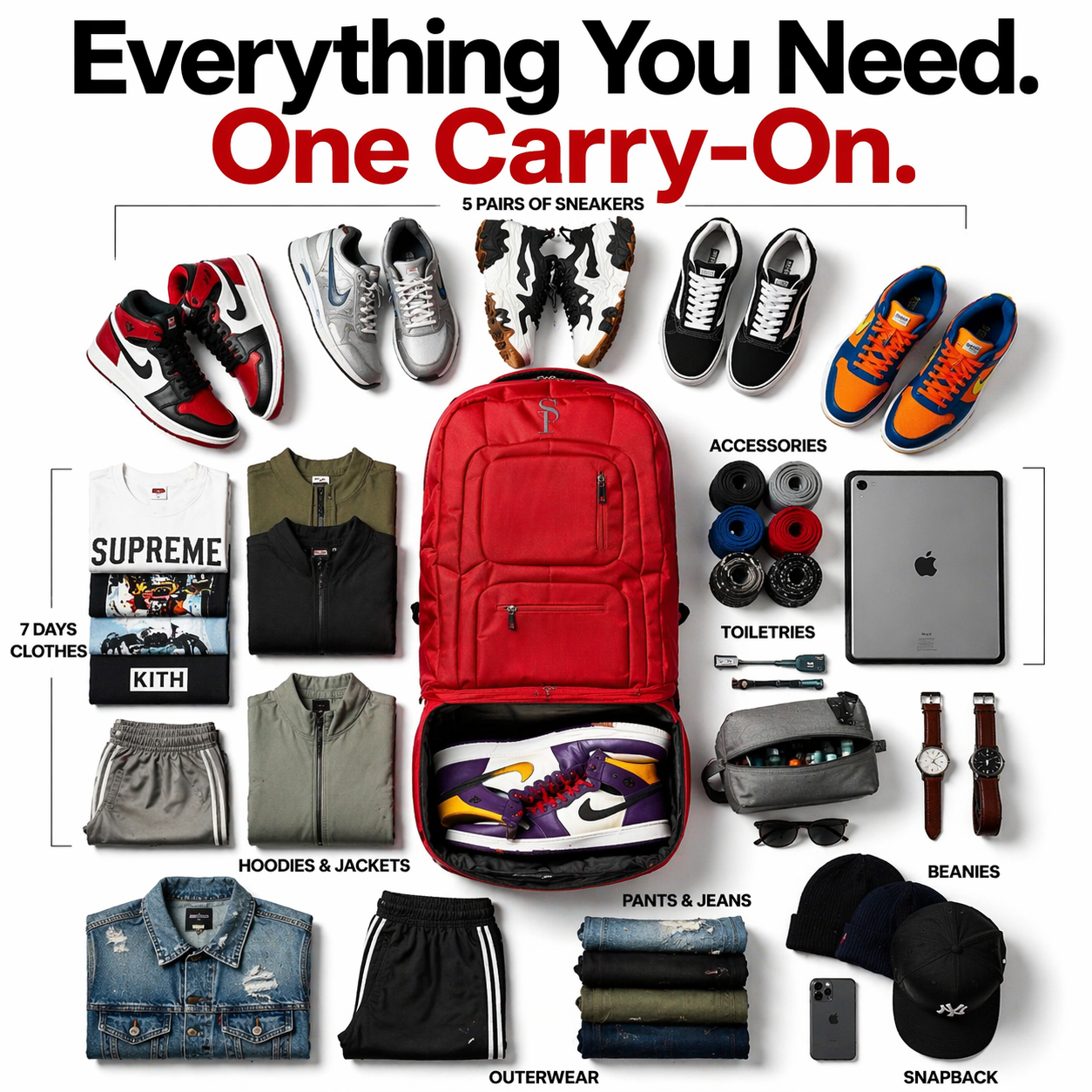 Red Polyester Carry-On Patented Backpack (Only 300 Made)