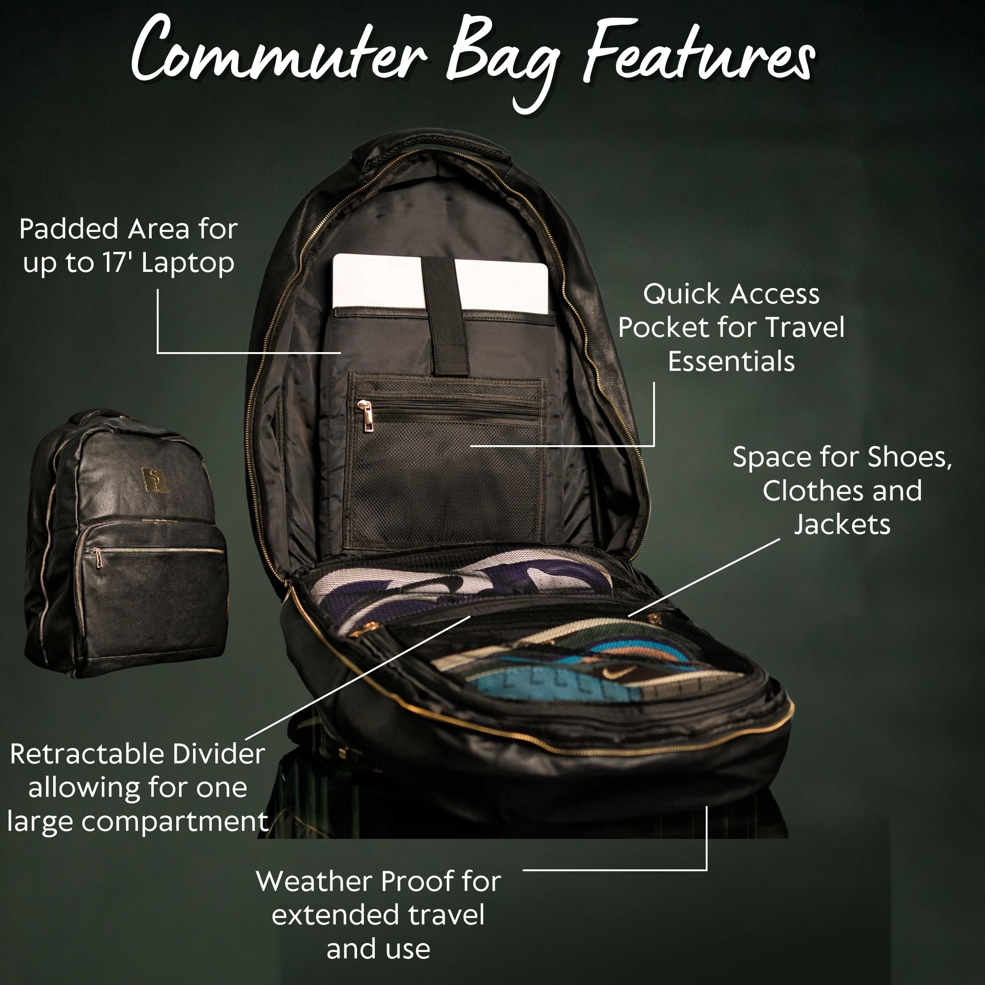 Black Leather Commuter Bag