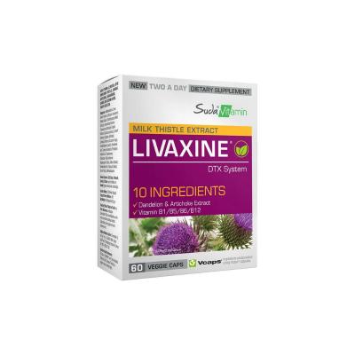 Suda Vitamin Livaxine 60 Capsules - Natural Liver Support Supplement with Milk Thistle, Artichoke, and Turmeric