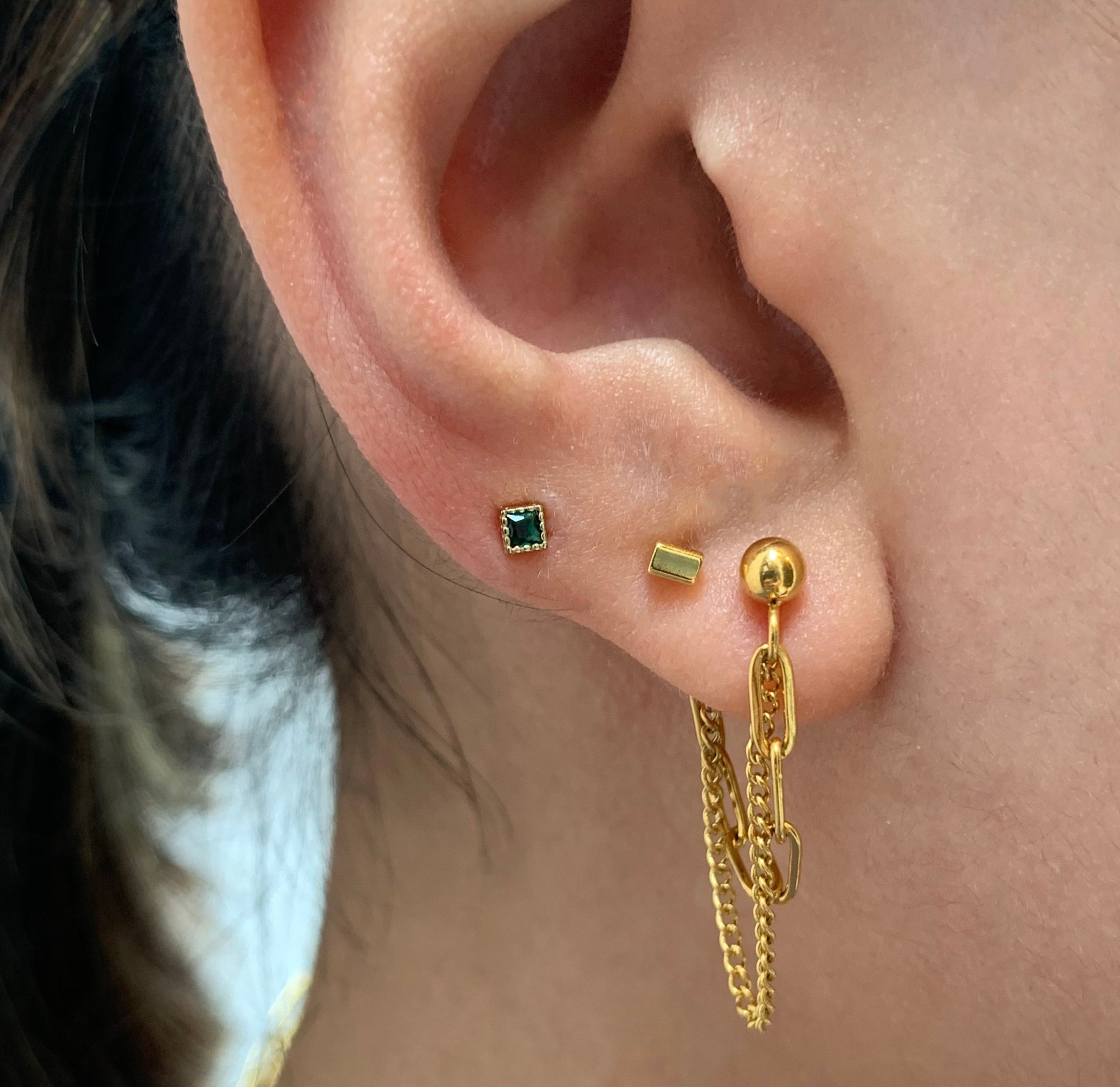 REYNA GOLD DUO LOOP CHAIN EARRINGS