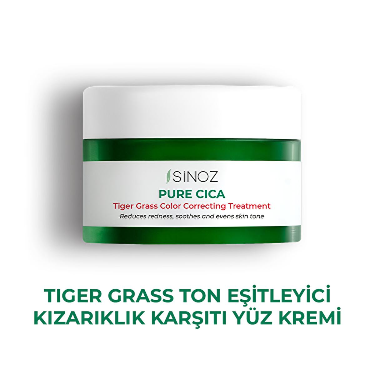 Sinoz Pure Cica Tiger Grass Facial Cream - Redness Relief, Tone Correction, Sensitive Skin Soothing, and Barrier Repair - Centella Asiatica