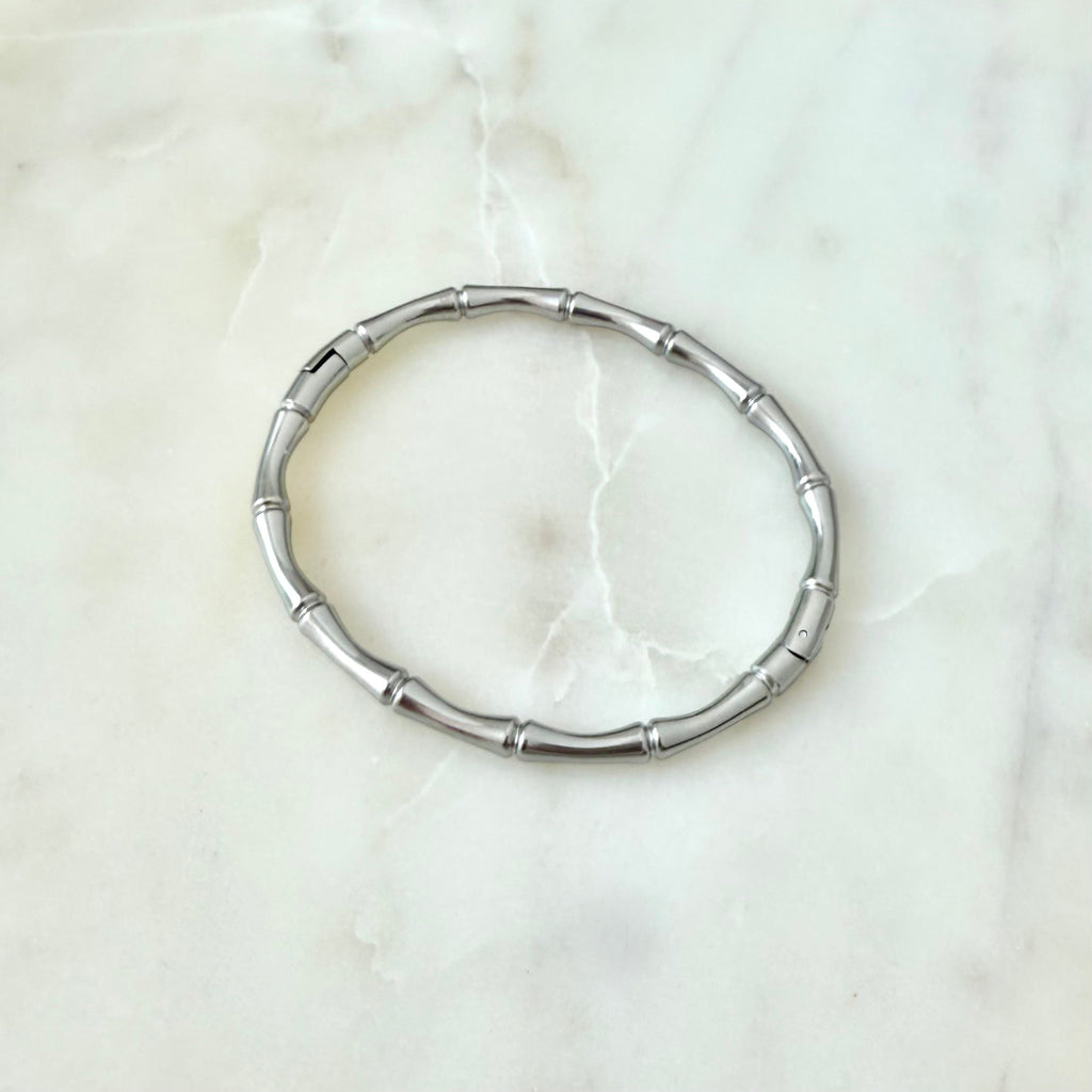 HALLIE SILVER BAMBOO CUFF BRACELET