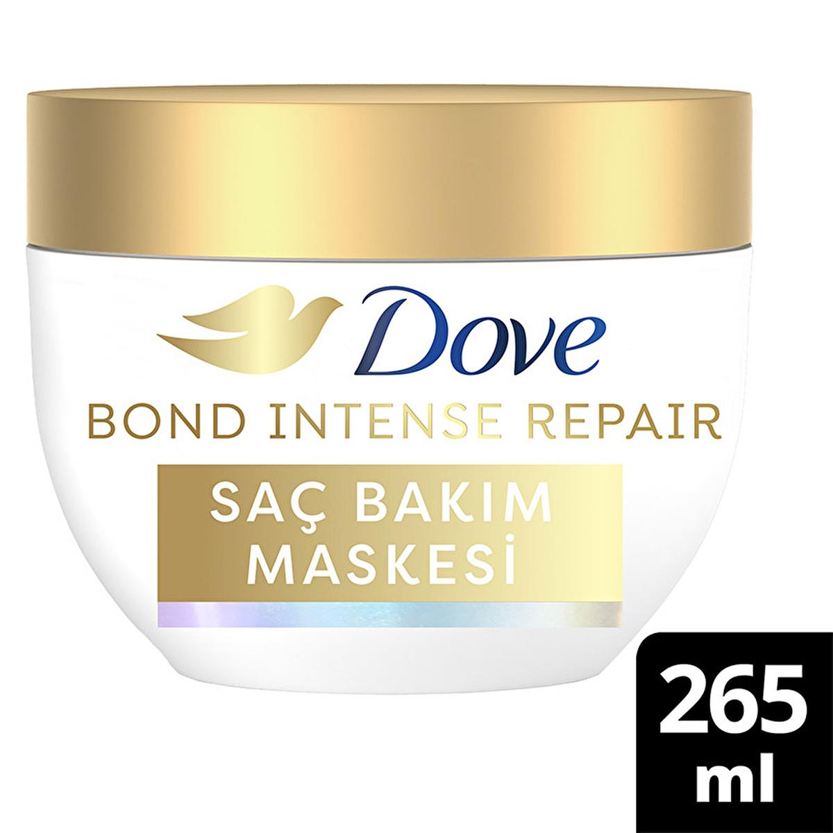 Dove Bond Intense Repair Hair Mask: Peptide Treatment for Damaged Hair, Deep Conditioning, Split End Repair & Heat Protection - 265ml