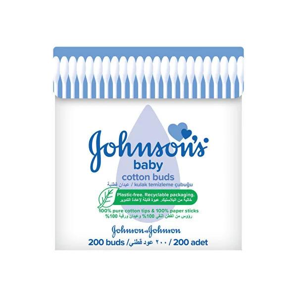 Johnson's Baby Cotton Swabs - Gentle, Pure Cotton Swabs for Infant Cleaning, Makeup Application - 200 Count