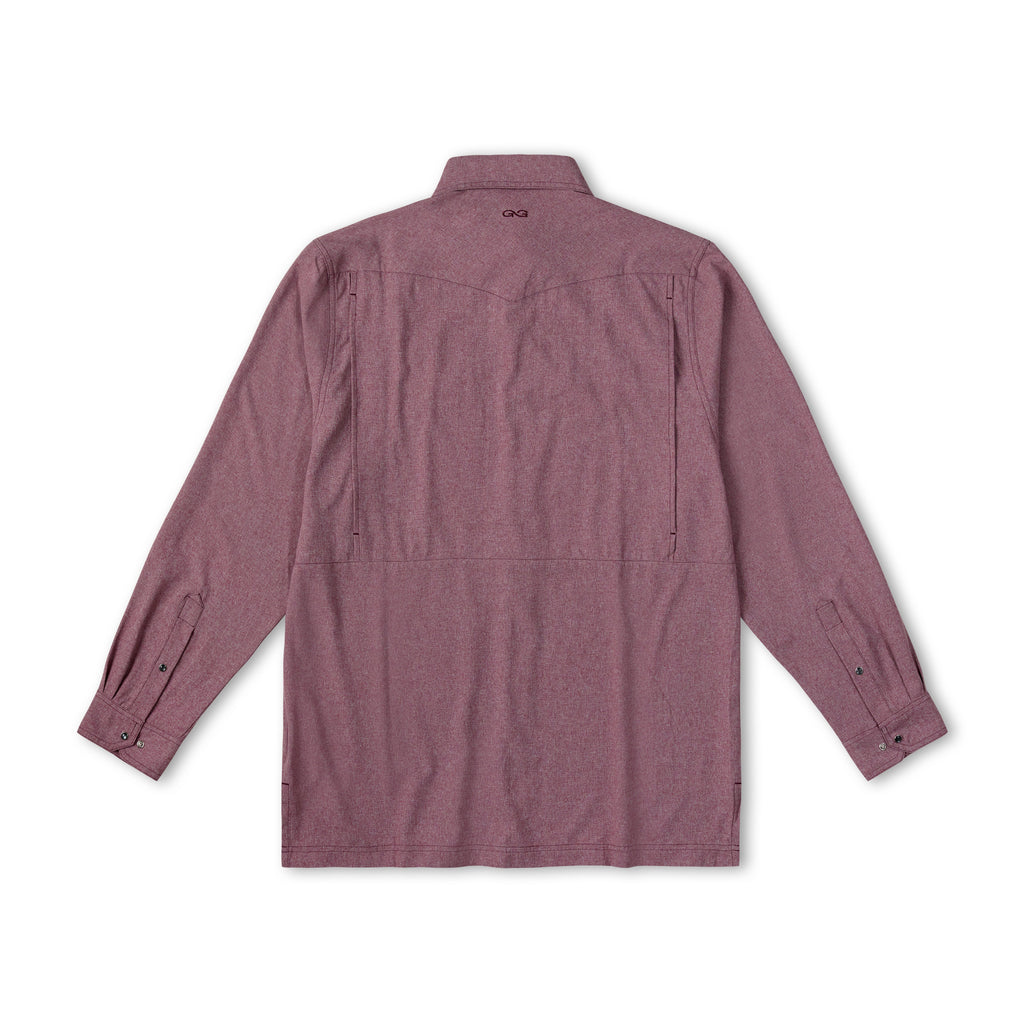 Maroon Pearl Snap Shirt | Long Sleeve