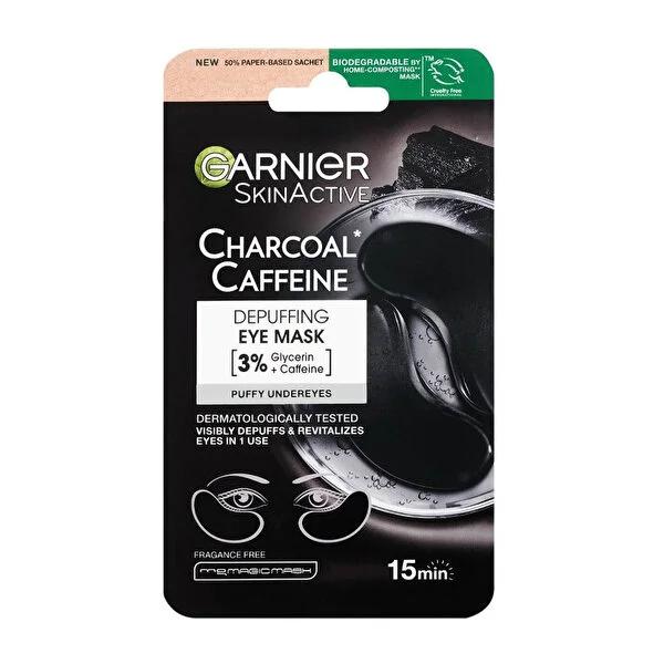 Garnier Charcoal and Caffeine Eye Mask - Reduce Puffiness and Dark Circles, Dermatologically Tested, Fragrance-Free Skincare