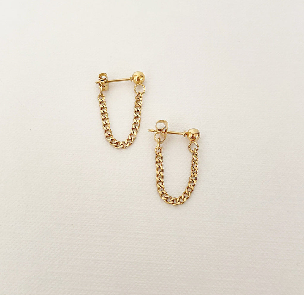 RYLIE DAINTY GOLD LOOP CHAIN EARRINGS