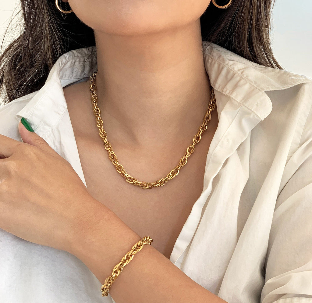 GEMMA GOLD CHUNKY ROPE CHAIN BRACELET