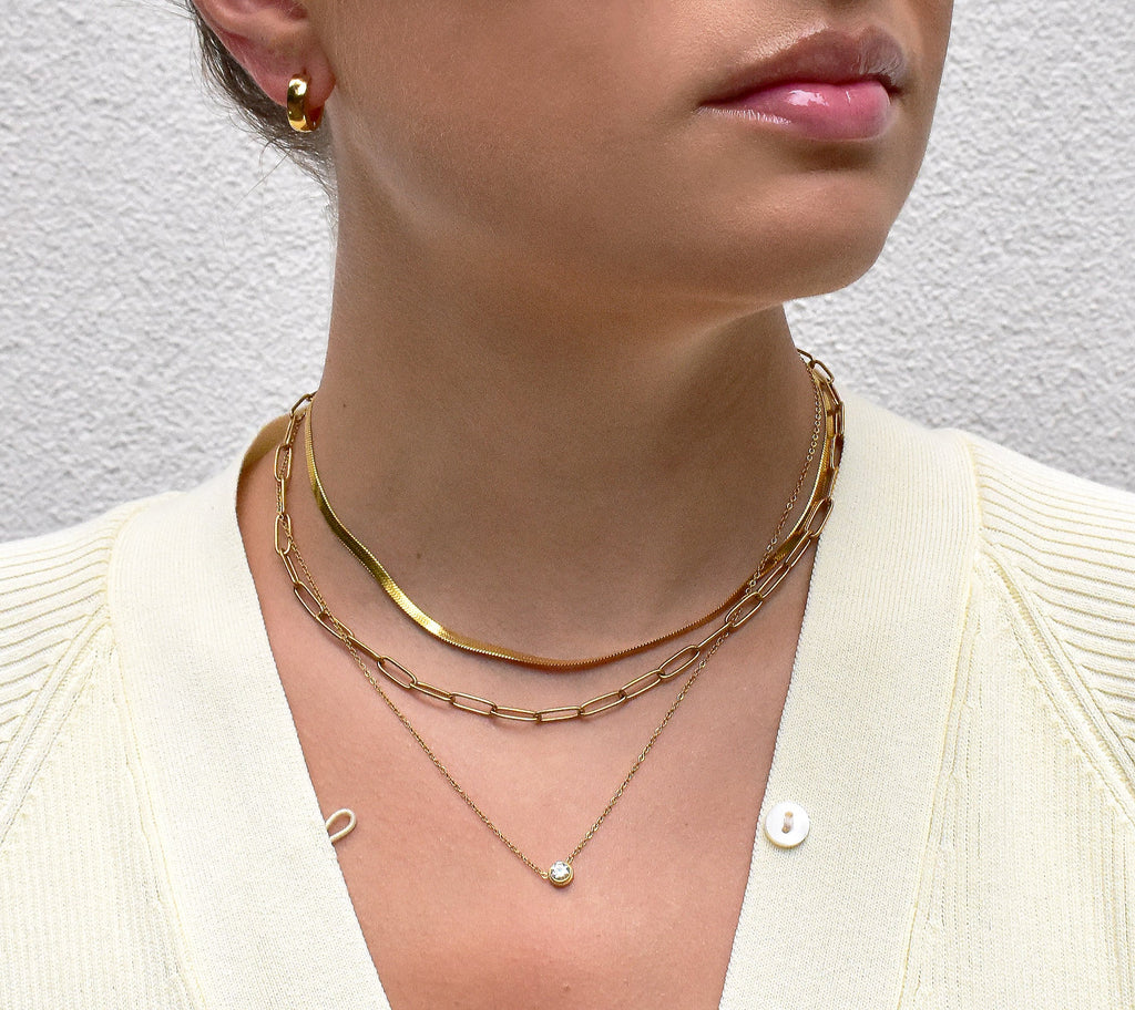 RICKY GOLD PAPERCLIP CHAIN NECKLACE