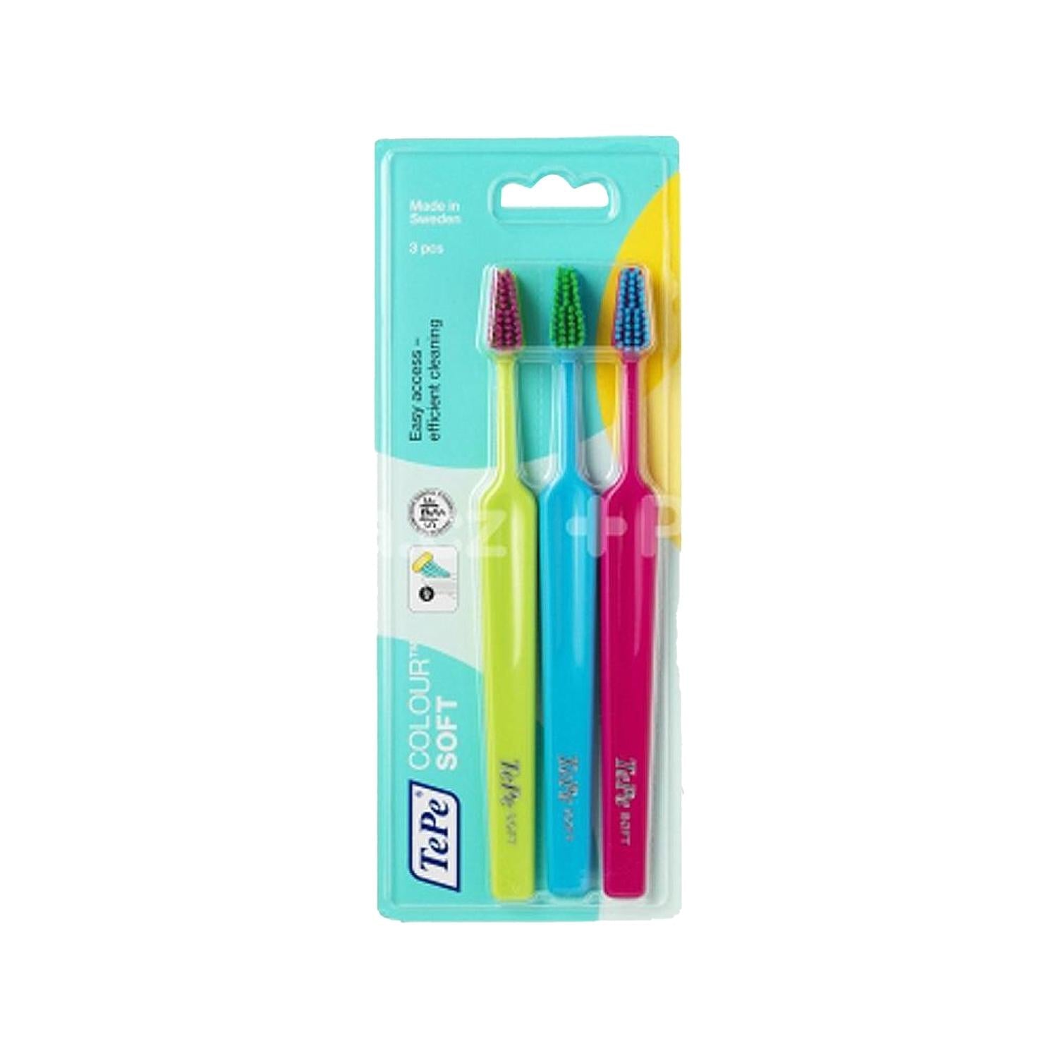 Tepe Soft Toothbrush 3-Pack: Gentle Cleaning for Sensitive Teeth, Dentist Recommended Manual Toothbrushes for Optimal Oral Hygiene