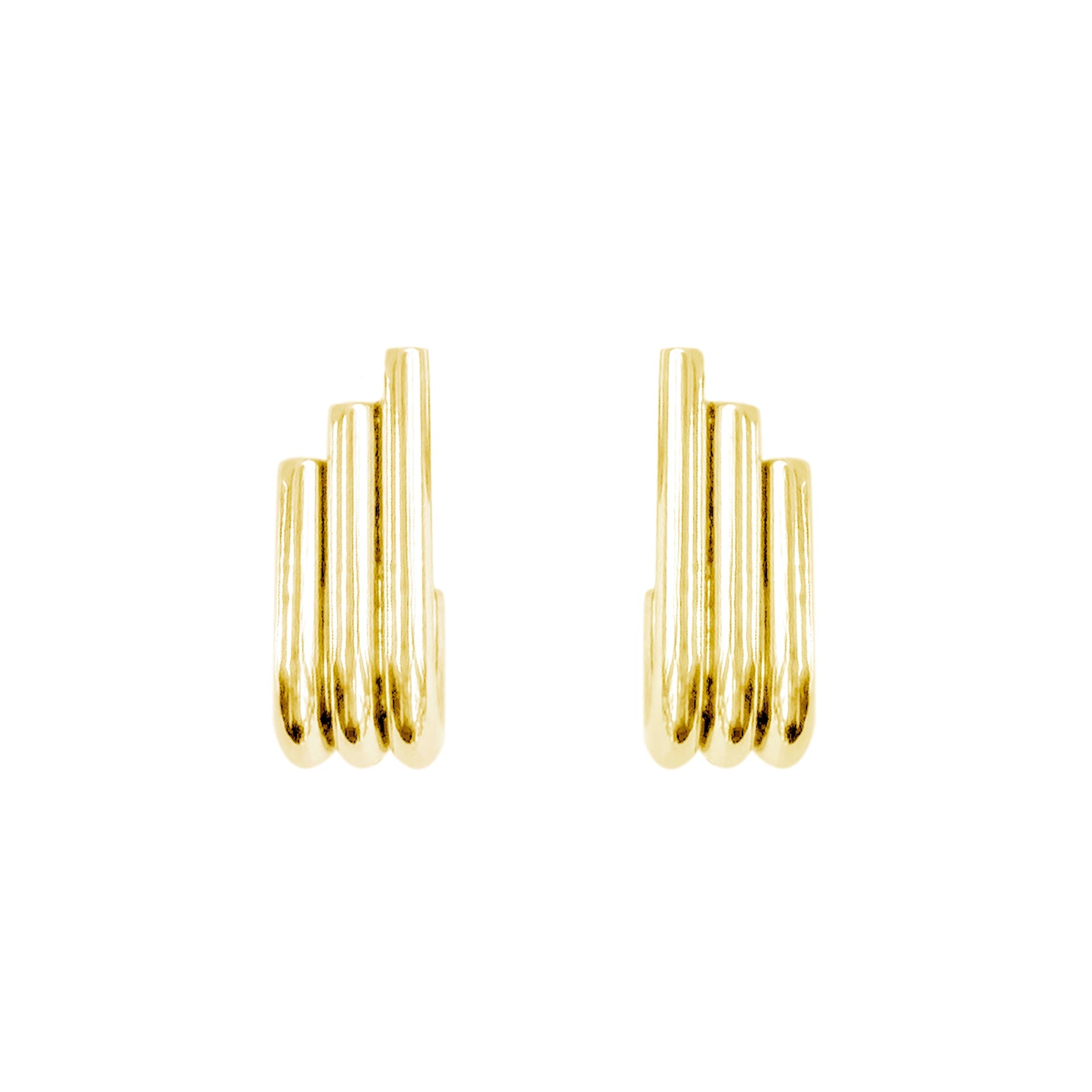 RAMONA GOLD RIBBED J EARRINGS