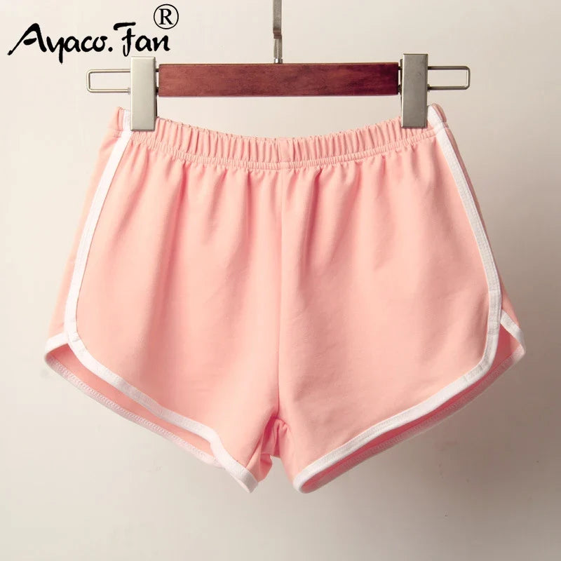 Sports Shorts Women Summer New Candy Color Anti Emptied Skinny Shorts Casual Lady Elastic Waist Beach Correndo Short Pants