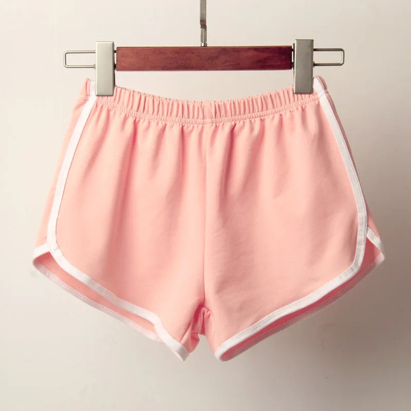 Sports Shorts Women Summer New Candy Color Anti Emptied Skinny Shorts Casual Lady Elastic Waist Beach Correndo Short Pants
