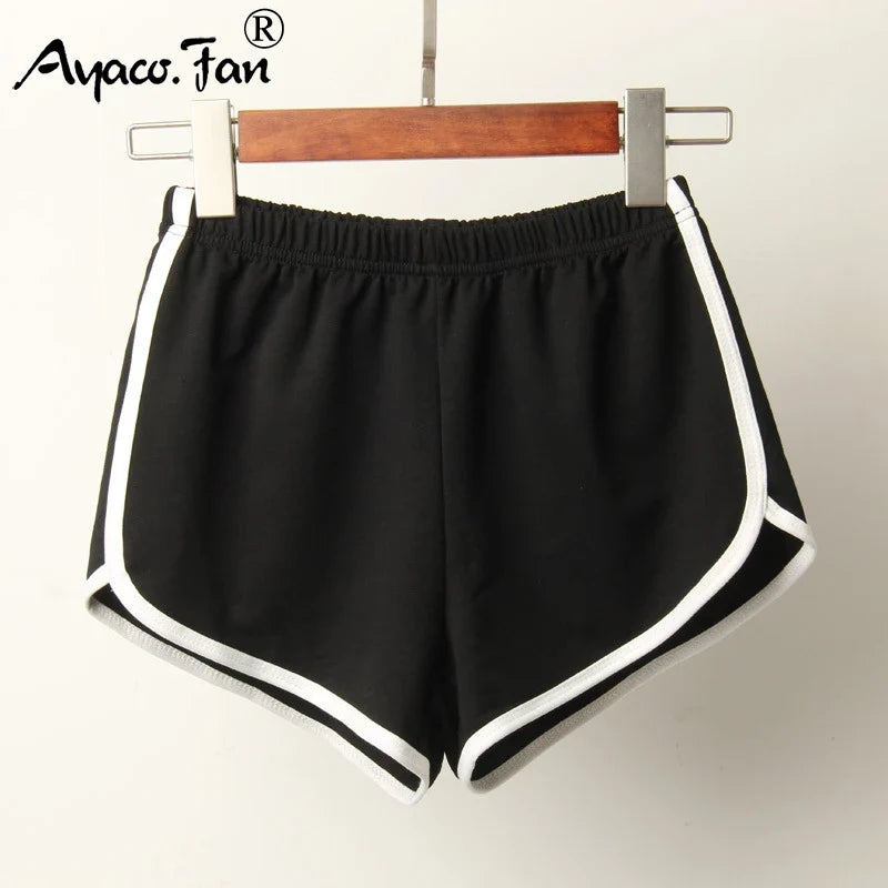 Sports Shorts Women Summer New Candy Color Anti Emptied Skinny Shorts Casual Lady Elastic Waist Beach Correndo Short Pants
