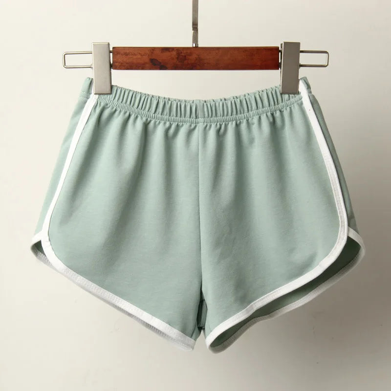 Sports Shorts Women Summer New Candy Color Anti Emptied Skinny Shorts Casual Lady Elastic Waist Beach Correndo Short Pants