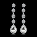 TREAZY Fashion Crystal Wedding Drop Earrings for Women Silver Color Bridal Dangle Earrings Brides Gifts Birthday Party Jewelry