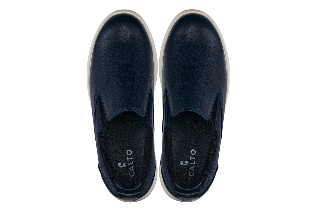 CALTO - J1421 - 2.8 Inches Taller (Dark Slate Blue) - Leather Loafers