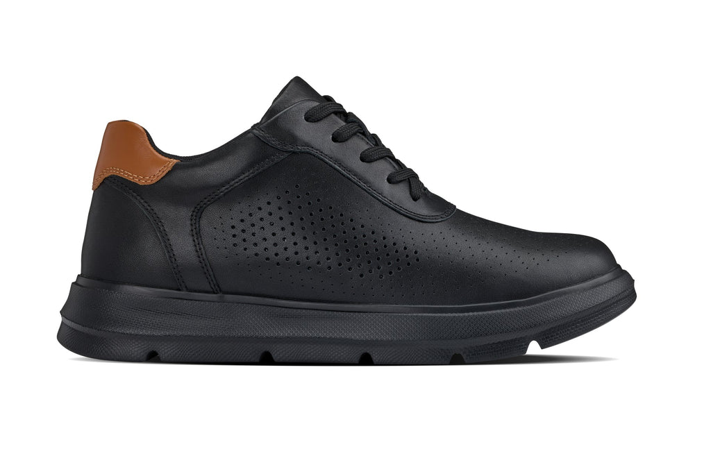 CALTO - J1580  - 2.6 Inches Taller (Black/Black Sole) - Lightweight Casual Walkers