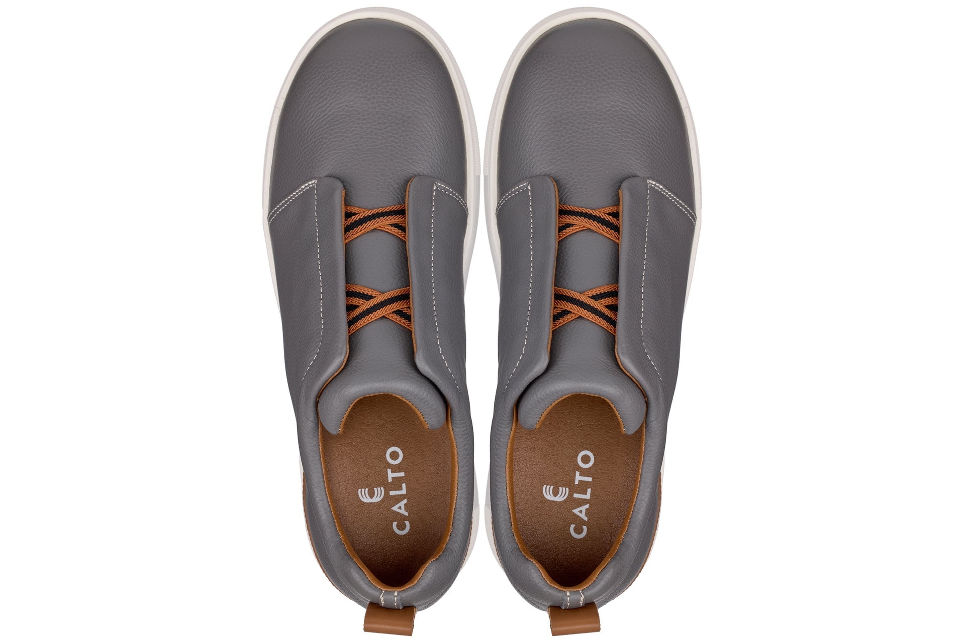 CALTO - J1935  - 2.6 Inches Taller (Grey) - Slip-On Snoafers
