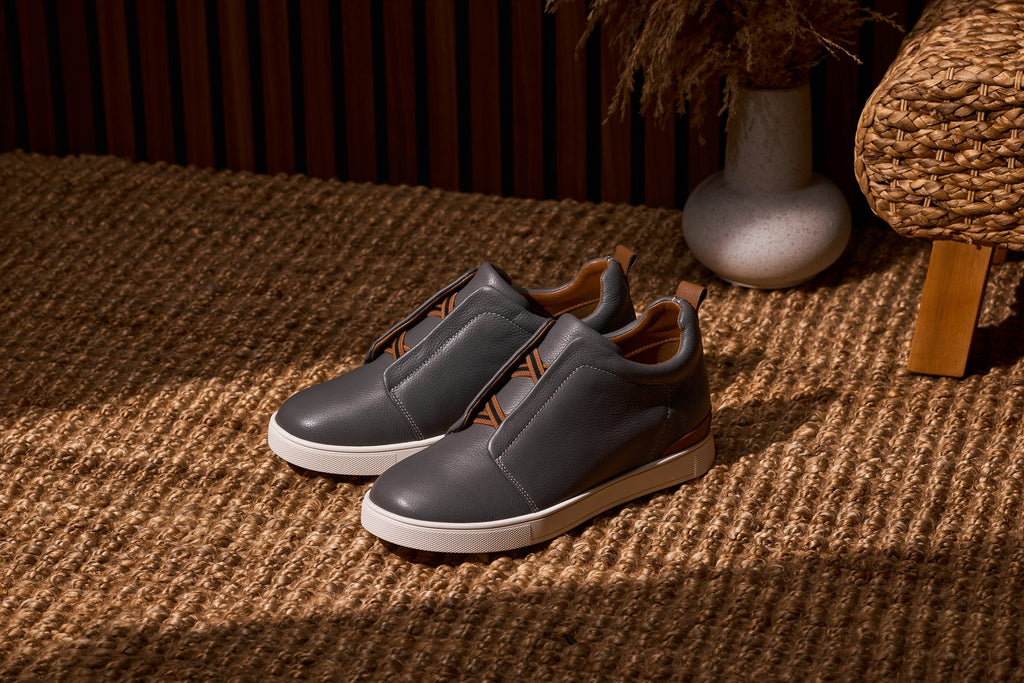 CALTO - J1935  - 2.6 Inches Taller (Grey) - Slip-On Snoafers