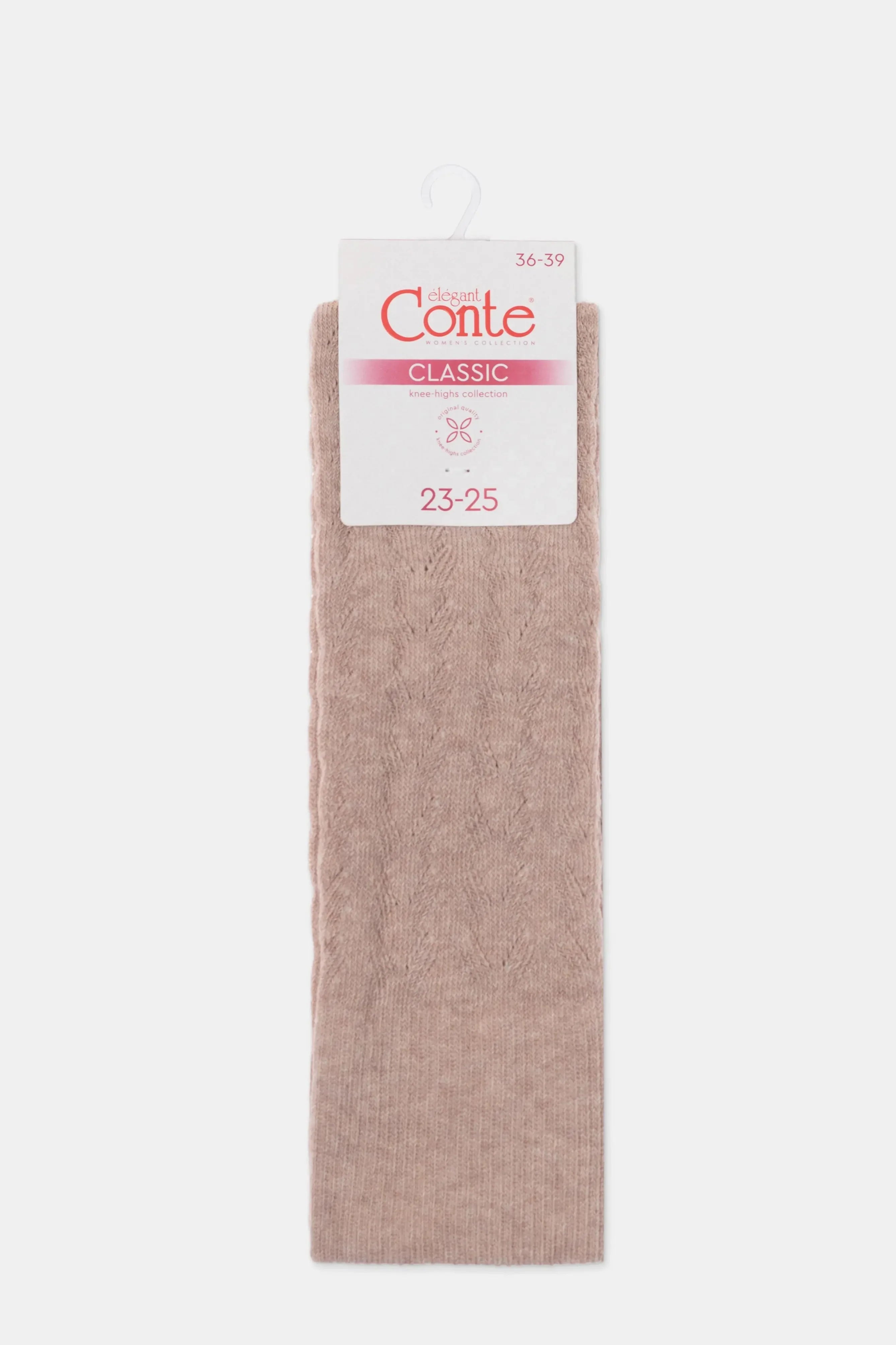 Cotton Knee Highs Conte Classic 010 - Cotton Blend and Knitted Pattern