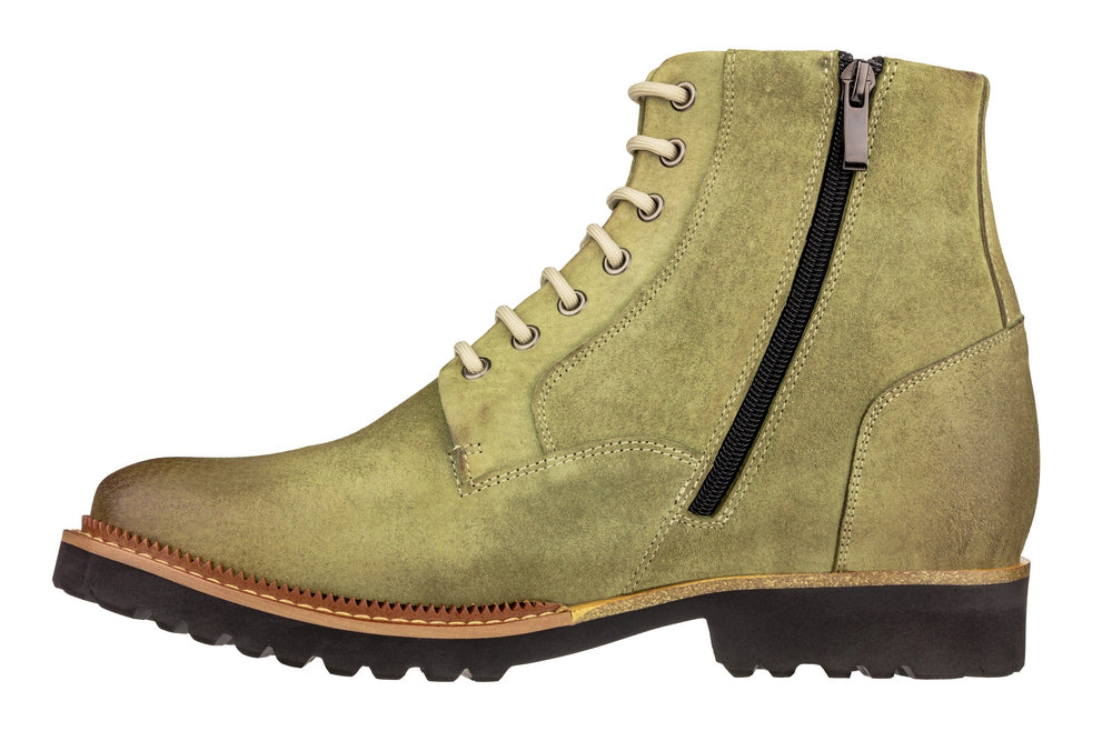 CALTO - K24402 - 3 Inches Taller (Olive) - Casual Zipper Boots