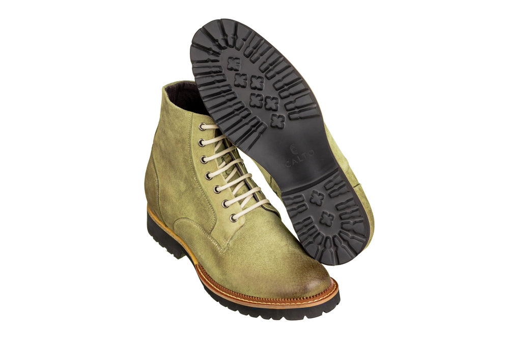 CALTO - K24402 - 3 Inches Taller (Olive) - Casual Zipper Boots