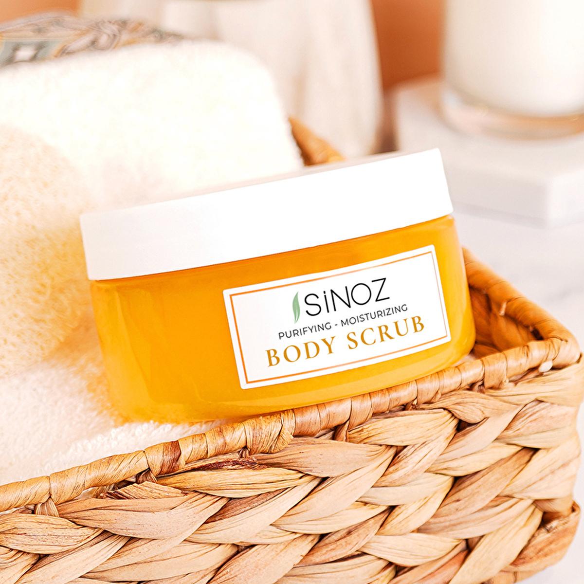 Sinoz Gold Aura Body Scrub - Exfoliating Sea Salt Scrub for Smooth, Moisturizing Skin - Natural Oils & Vitamin E