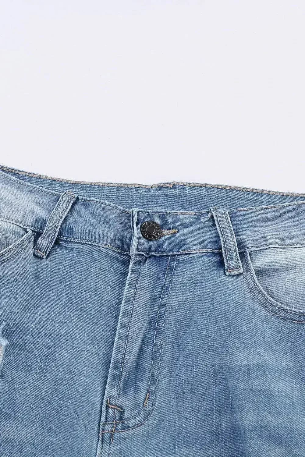 Fashion Light Blue Distressed Boyfriend Denim Pants