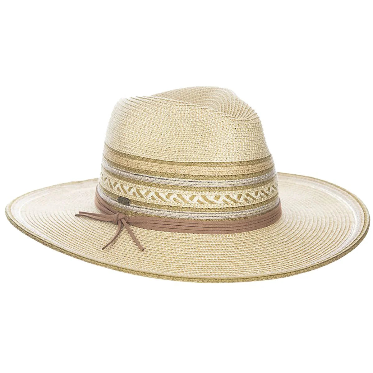 Scala Alento - Women's Straw Wide Brim Fedora Hat