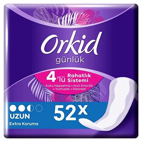 Orkid Daily Sanitary Pads Extra Protection Long 52 Count - Absorbent, Odor Control, Dermatologically Tested