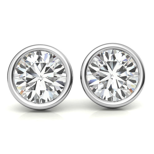 3.00 CTW Lab Grown Diamond Bezel Martini Stud Earrings in 14K White or Yellow Gold