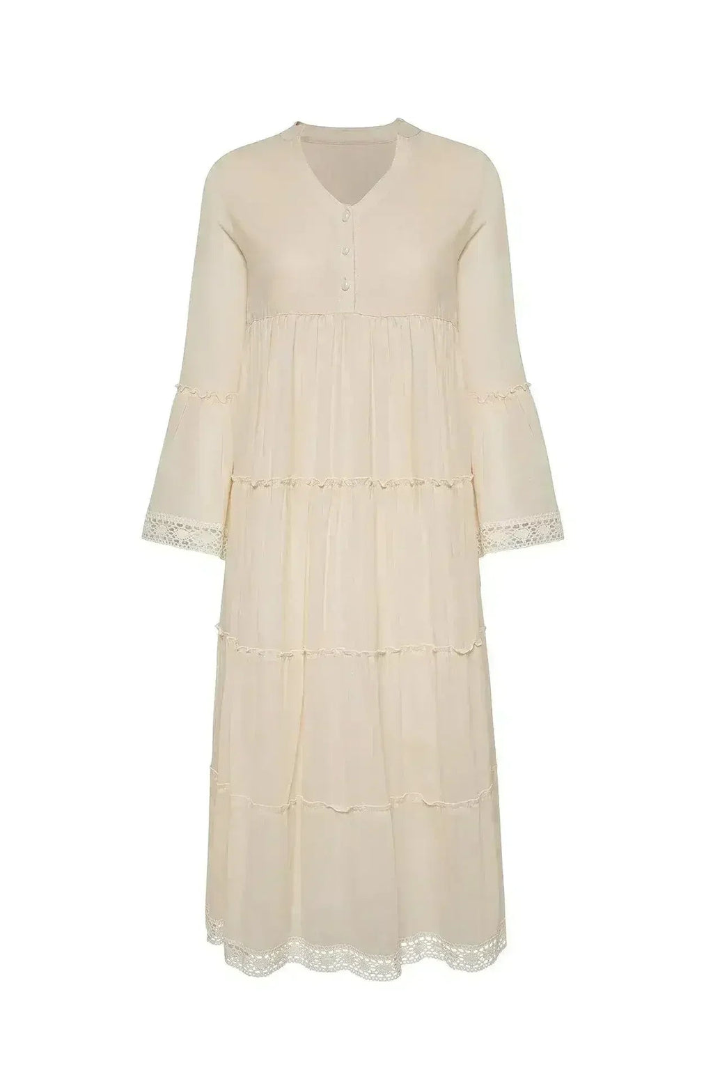 MIKA Natural Maxi Dress | Boho Peasant Style | Femstylo