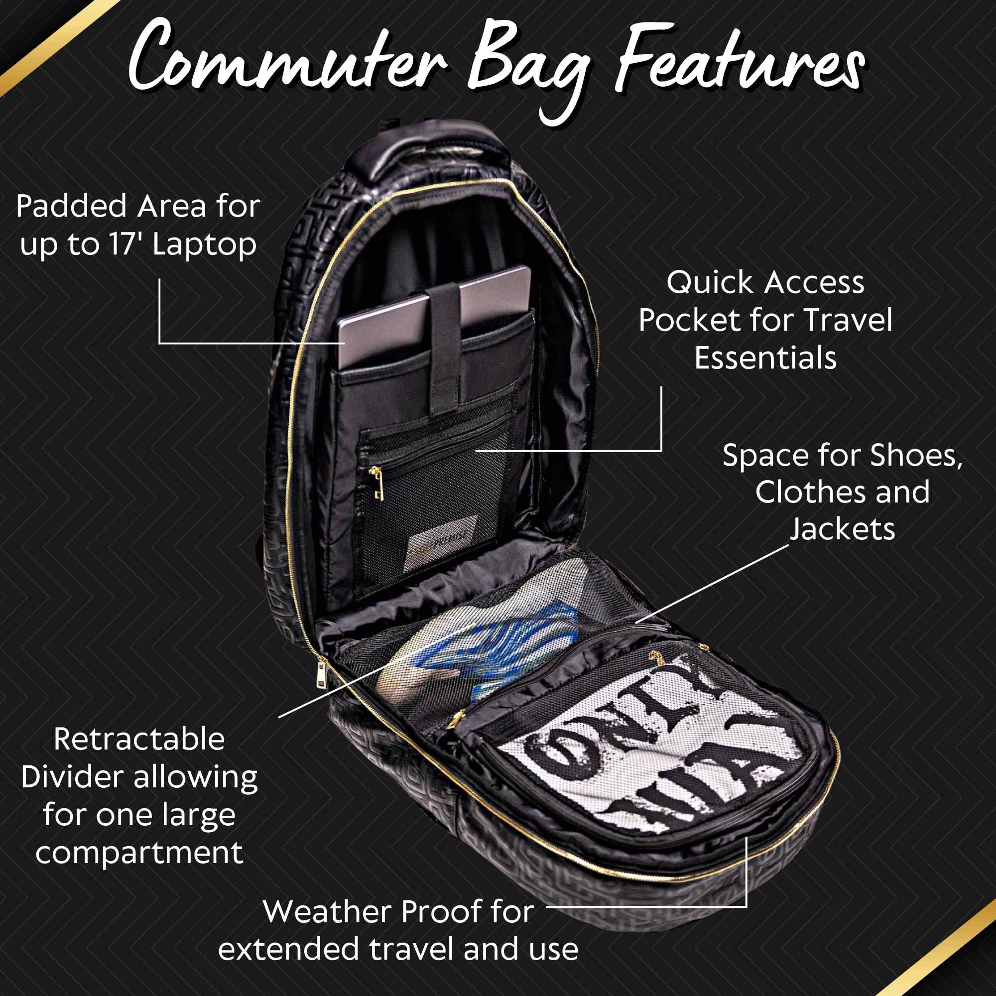Black Monogram Leather Commuter Bag