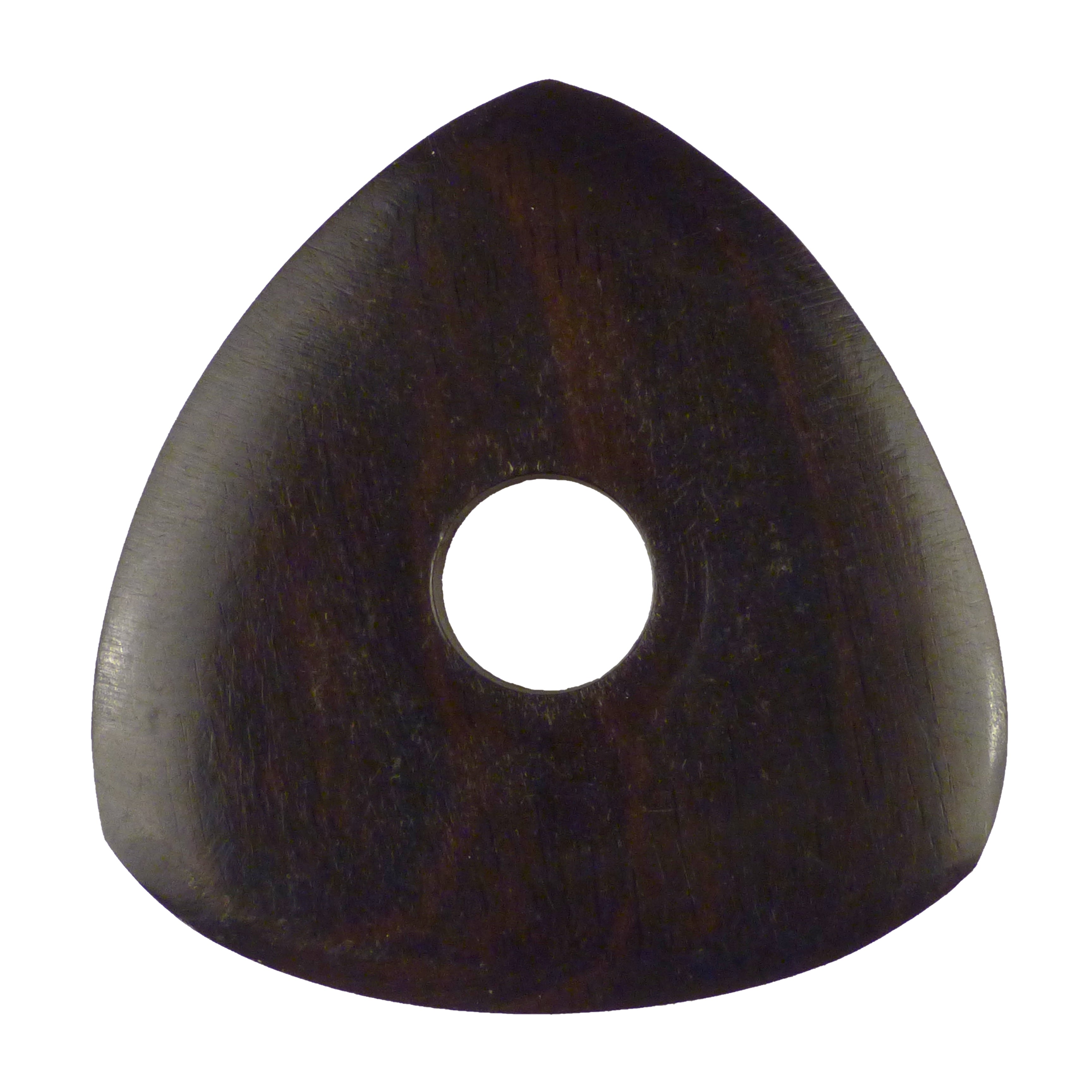 Ebony Wood Guitar Or Bass Pick - 4.0 mm Ultra Heavy Gauge - 346 Contoured Triangle With Grip Hole Shape - Natural Finish Handmade Specialty Exotic Plectrum